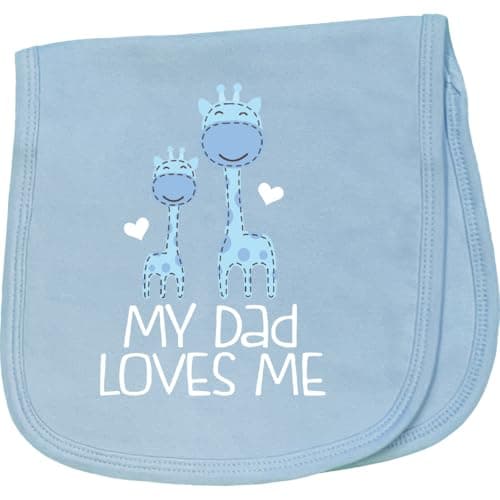 Dad Loves Me Giraffe Baby Burp Cloth for Boys - Light Blue