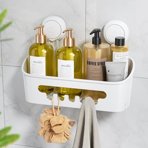Leverloc Shower Caddy Suction Cup, Max 22lbs Holding Power, Bath Organizer, White