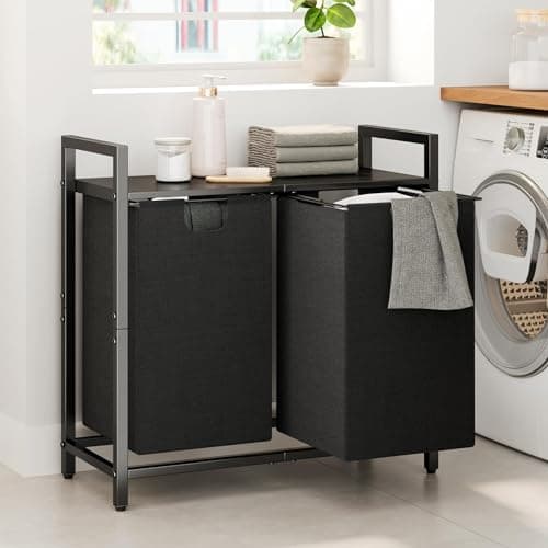 Laundry Basket Organizer with Shelf and Removable Bags for Laundry Room, Bathroom, and Dorm - 2 x 11.8 gallons (44.5L)