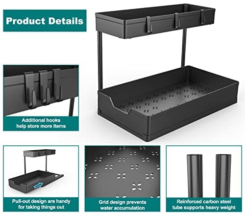 2-Pack Under Sink Organizers for Bathroom and Kitchen