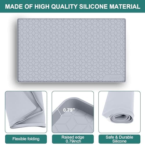 Waterproof Silicone Mat for Under Sink Kitchen & Laundry Cabinets Light Grey
