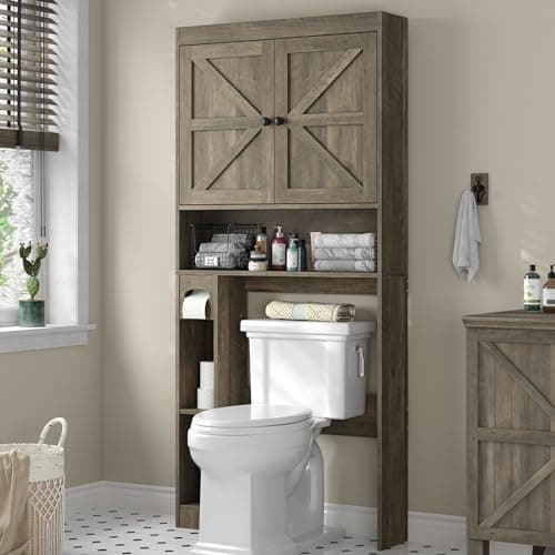 Barn Doors Farmhouse Over Toilet Storage Cabinet