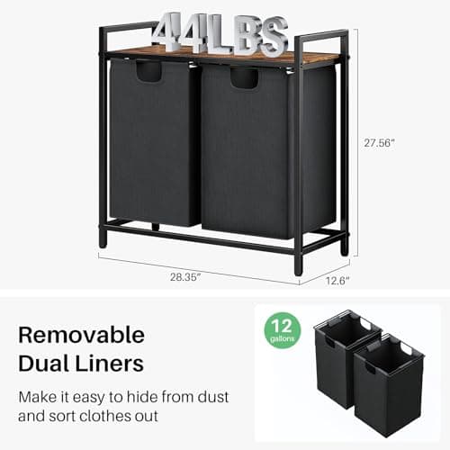 2x11.8 Gallon Laundry Hamper with Topsort Shelf