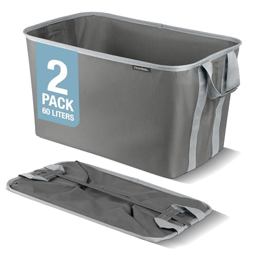 CleverMade Shadow Stone Gray 2-Pack 60L Foldable Laundry Hamper