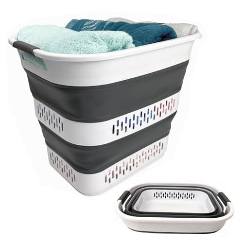Sammart 40L Collapsible Laundry Basket - Space Saving Storage Container (1, Grey)