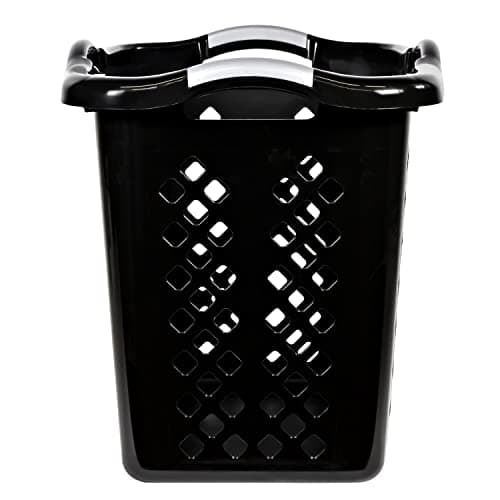EGEN Home Logic 2 Bushel Plastic Laundry Basket with Silver Handles, Black
