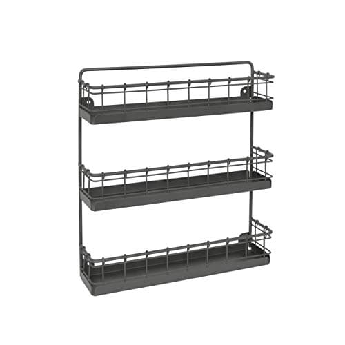 Vintage Industrial Gray 3-Tier Spice Rack for Kitchen and Pantry
