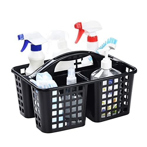 ALINK Black Plastic Shower Storage Caddy with Compartments