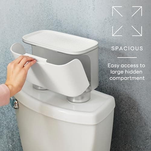 YouCopia Hideaway Toilet Cabinet for Paper Rolls, Wipes & Accessories