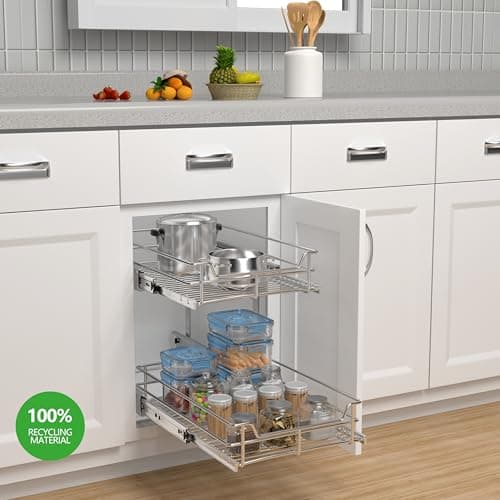 2-Tier Heavy-Duty Metal Pull-Out Cabinet Organizer for Kitchen Pantry