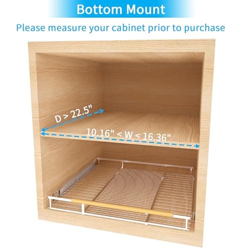 Adjustable Pull Out Cabinet Organizer for Cabinets 10.16-16.36 Wide, 22.5 Deep - 1 Pack