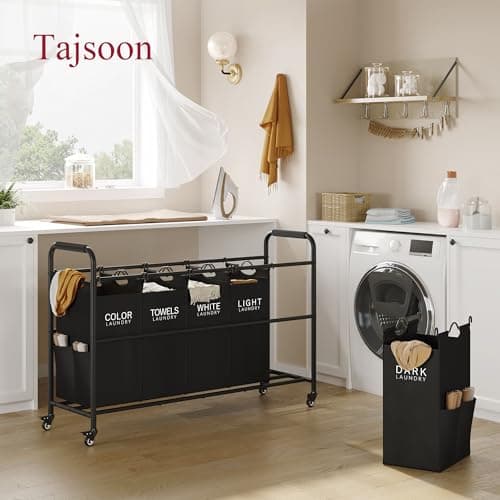 5-Bag Laundry Sorter Cart with Rolling Wheels for Dirty Clothes Storage