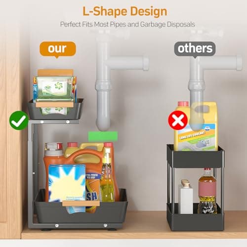 2-Tier Under Sink Organizer with Sliding Shelf for Kitchen and Bathroom
