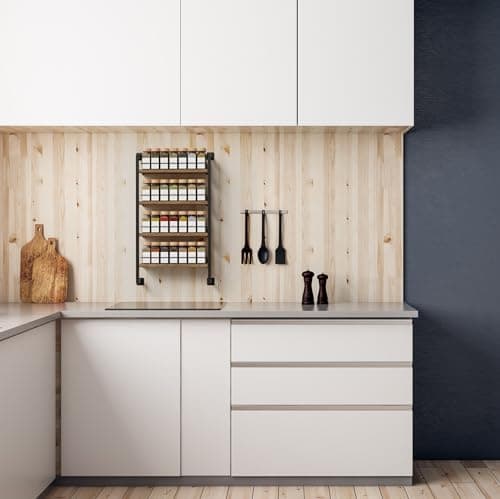 Space Saving Spice Rack Organizer for Wall Mount - Easy Installation for up to 56 Jars - Kitchen Seasoning Organizer