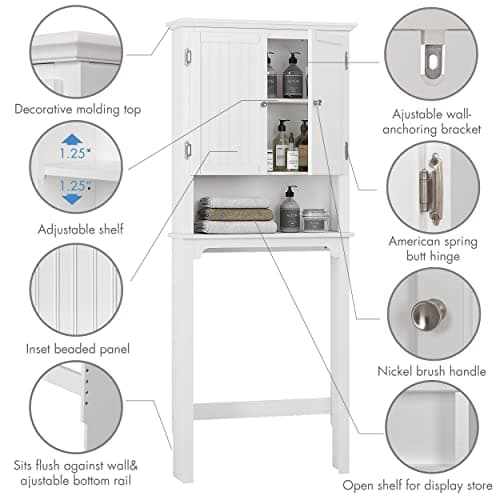 White UTEX Over the Toilet Storage Cabinet with Adjustable Shelves