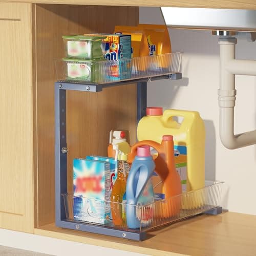 2-Pack White Acrylic Under Sink Organizer for Kitchen & Bathroom Cabinets