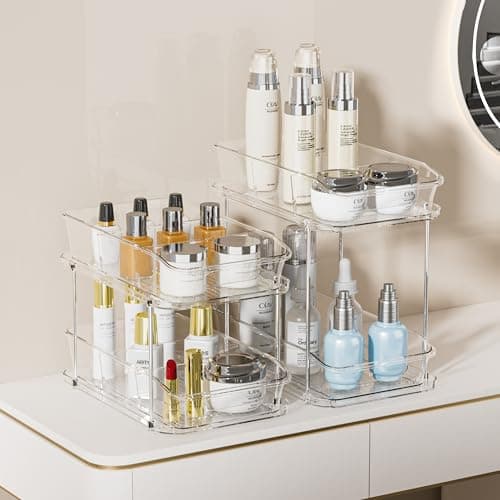 Delamu 2-Tier Clear Under Sink & Kitchen Pantry Storage Organizers