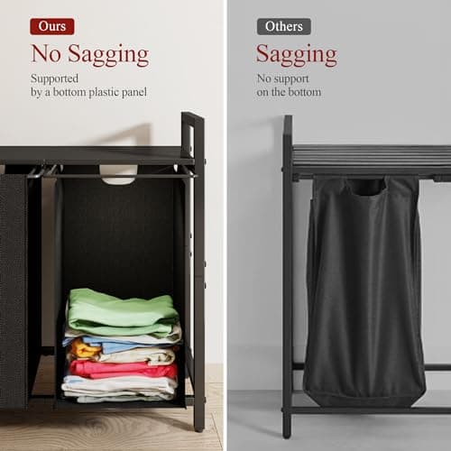 Laundry Basket Organizer with Shelf and Removable Bags for Laundry Room, Bathroom, and Dorm - 2 x 11.8 gallons (44.5L)
