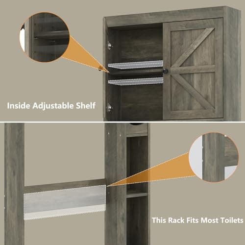 Barn Doors Farmhouse Over Toilet Storage Cabinet