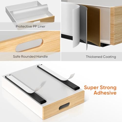 POKIPO Pull Out Drawer for Cabinet, Metal Slide Out Shelf with Adhesive Nano Film, 1 PCS Multi-Purpose Organizer for Kitchen, Pantry and Office