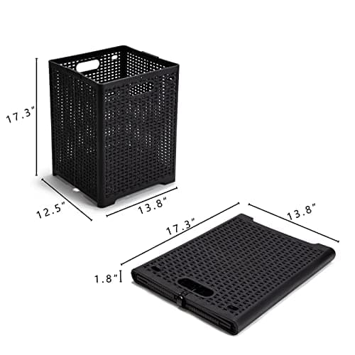 42L Black Foldable Plastic Laundry Hamper - Pack of 2