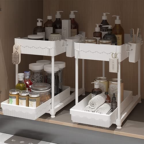 Black 3-Pack Under Sink Organizers with Sliding 2-Tier Bathroom Storage