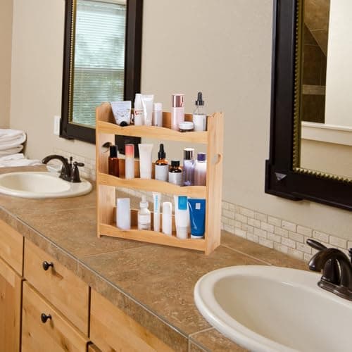 Jucoan 3-Tier Bamboo Spice Rack, Wall Mount Countertop Organizer