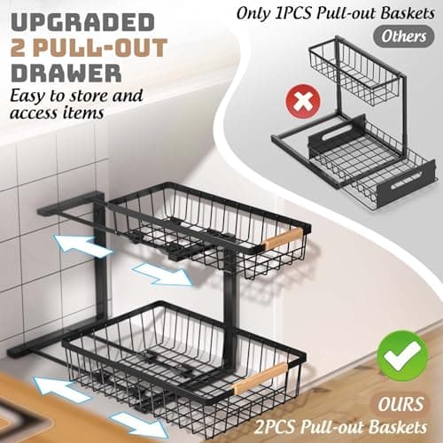 Slide Out Under Sink Storage Shelf for Kitchen and Bathroom Cabinets