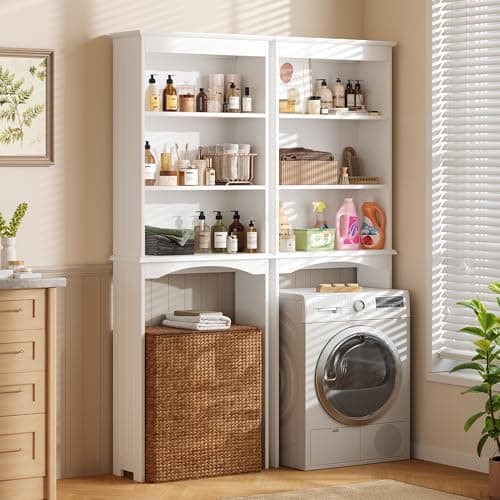 Gizoon White Anti-Tip Over The Toilet Storage Cabinet
