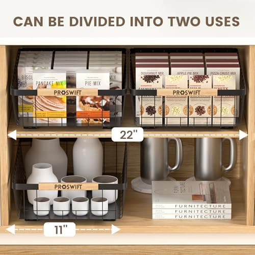Slide Out Drawer Organizers 2 Pack for Kitchen Cabinets, Bathroom, Living Room Clutter Cleanup (15.7 x 11 x 3.7″)