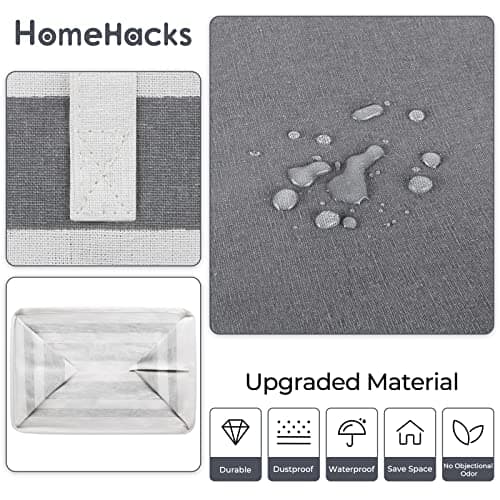 HomeHacks 3-Pack 75L Waterproof Laundry Baskets, Collapsible with Extended Handles, Gradient Grey