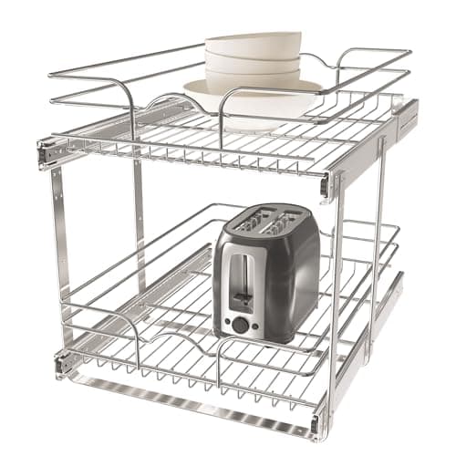 Rev-A-Shelf 2-Tier Kitchen Cabinet Organizer, 9x22 In, 5WB2-0922CR-1