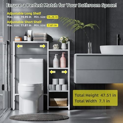 ASFSKY Expandable Toilet Organizer - 5-Tier Shelving for Bathroom Storage