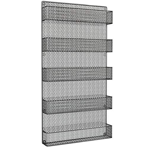 Home-Complete Black Space-Saving 5-Tier Wall-Mount Spice Rack Organizer