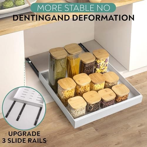 Expandable 21" Slide Out Cabinet Organizer for Kitchen & Pantry Shelves