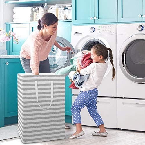WISELIFE 2-Pack Collapsible Large Laundry Hamper, Grey - 75L Storage Basket