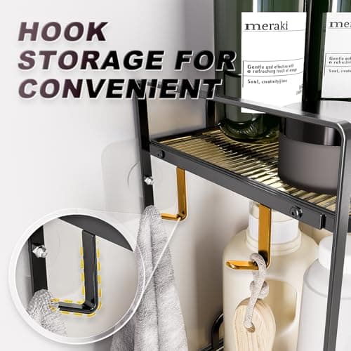 2-Tier Black Acrylic Over The Toilet Organizer, Large Capacity, Rust-Resistant