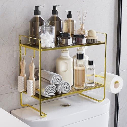 2-Tier Black Acrylic Over The Toilet Organizer, Large Capacity, Rust-Resistant