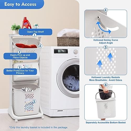 3-Tier Laundry Sorter & Organizer Cart with 4 Wheels