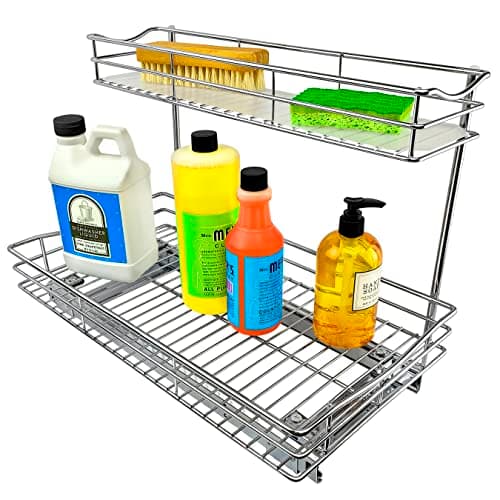 LYNK PROFESSIONAL Under Sink Cabinet Organizer - Chrome, 11.5in x 18in Deep Shelf