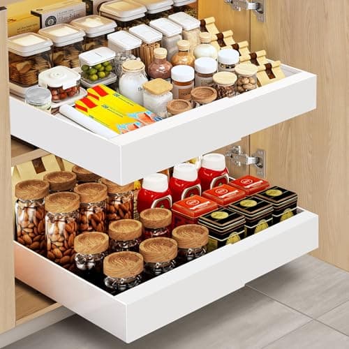 Adhesive Slide Out Drawers for Cabinets - Pantry, Bathroom, Kitchen (Not for Lips/Edge)