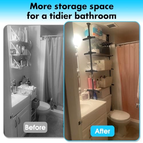 Black Adjustable 4-Tier Bathroom Organizer Over the Toilet Space Saver