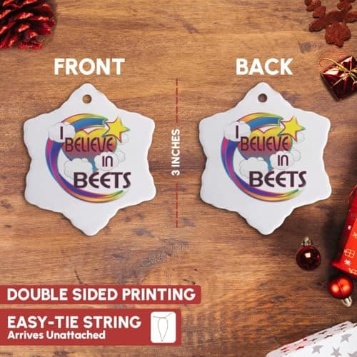 3dRose Cute I Believe in Beets Ornament (orn-166270-1)