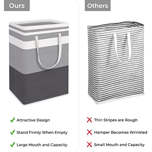 HomeHacks 3-Pack 75L Waterproof Laundry Baskets, Collapsible with Extended Handles, Gradient Grey