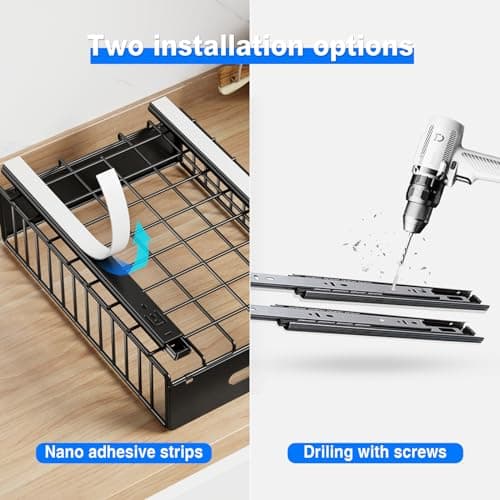 2 Pack Heavy Duty Cabinet Organizer, Slide Out Drawers (16.5"x11.8"x3.94"-Black)