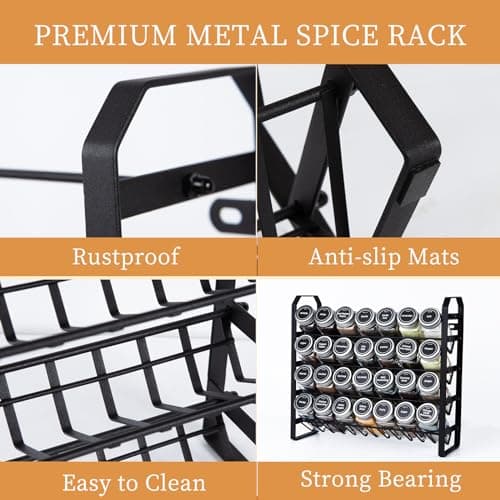 4-Tier Spice Rack Organizer for Cabinet, Kitchen Countertop Wall Mount