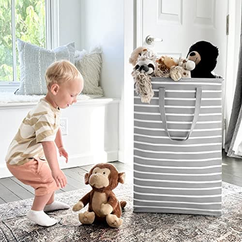 Goodpick 90L Large Tall Laundry Basket Organizer 2-Pack Storage Baskets for Dirty Clothes & Baby Laundry in Grey