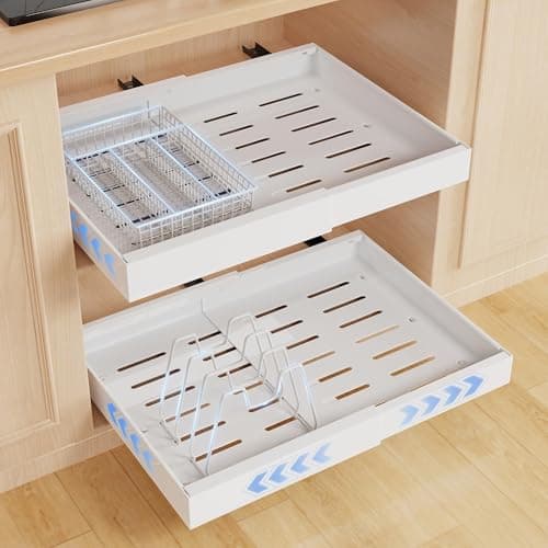 2 Pack Expandable Cabinet Organizer, White, 16.5" Deep