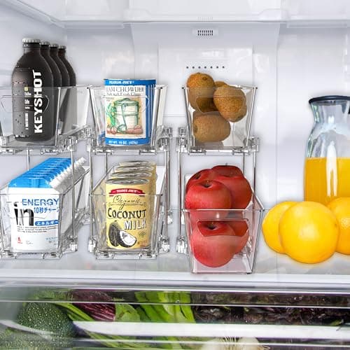 Clear 2-Tier Narrow Basket Drawer Organizer Cabinet Pull-Out