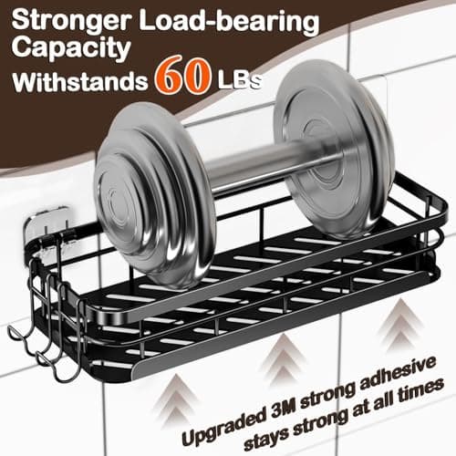 Large Rustproof Stainless Steel Shower Caddy with Soap Holder & 4 Hooks